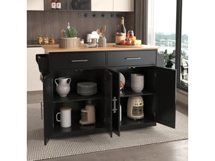 Chariot de service - truxen8 - plateau pliable - noir+naturel - roulettes - pieds interchangeables