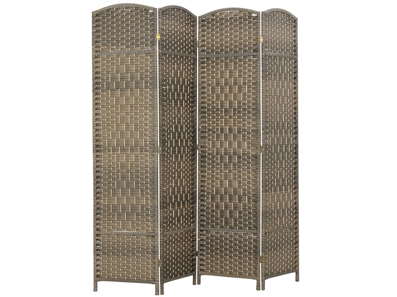  Paravent intérieur en bois 4 panneaux séparateur de pièce pliable pour salon chambre 180 x 180 cm foncé chêne  - Conforama B