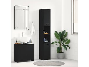 Meuble de salle de bain, armoire salle de bain en chêne noir 30x30x183,5 cm cf65431