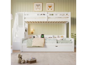 Lit superposé 90x200 cm <strong>OKMYHOME</strong> <strong></strong> coloris blanc