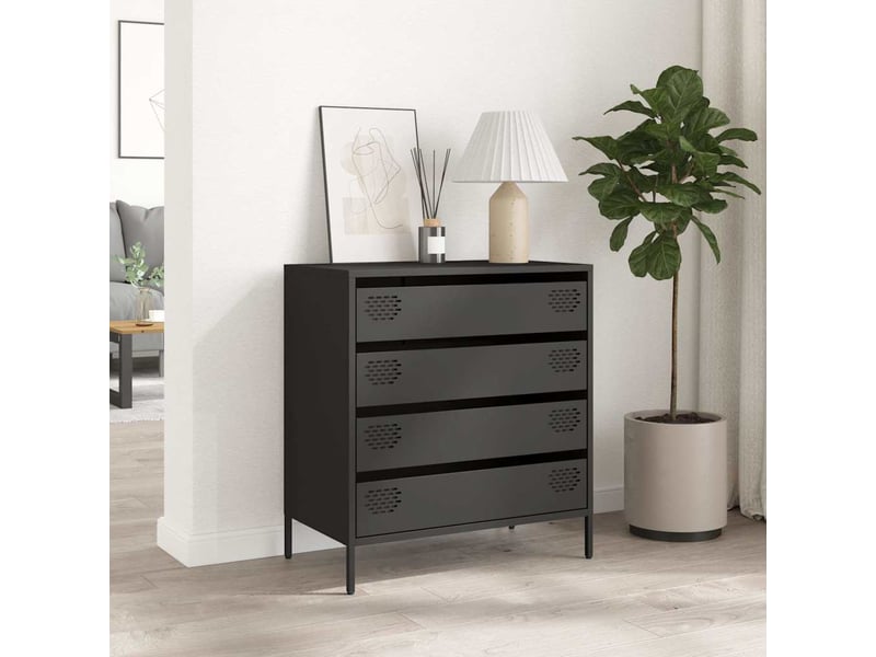  Buffet - bahut - meuble de rangement noir 68x39x73,5 cm acier laminé à froid  - Conforama C