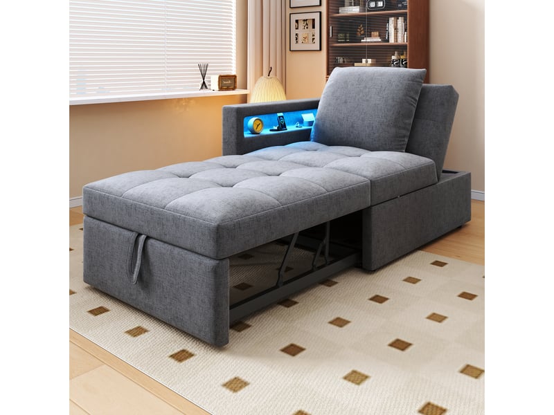  Canapé convertible, canapé-lit : dossier réglable, éclairage led, port usb, avec accoudoirs  - Conforama A