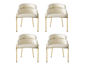 Chaise de salle à manger en velours beige, style luxe léger, lot de 4, 4 pieds en métal