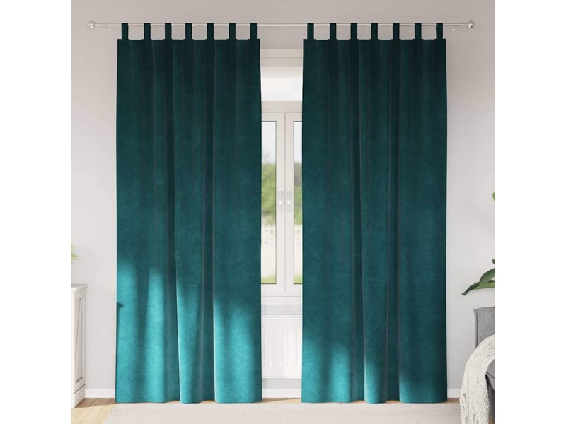 Lot de 2 rideaux, rideaux de fenêtre vert foncé 140 x 260 cm velours cf44132 - Conforama B