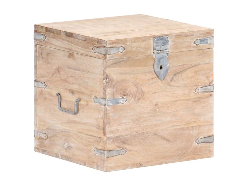 Coffre de rangement 40x40x40 cm bois d'acacia solide shl78719 - Conforama B