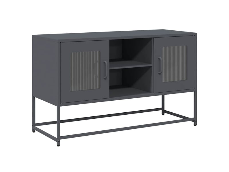  Meuble tv - banc tv - meuble de rangement anthracite 100,5x39x60,5 cm acier  - Conforama A