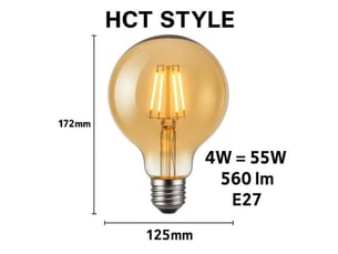 Ampoule led edison g125 ambre verre e27 4w 2700k 560lm