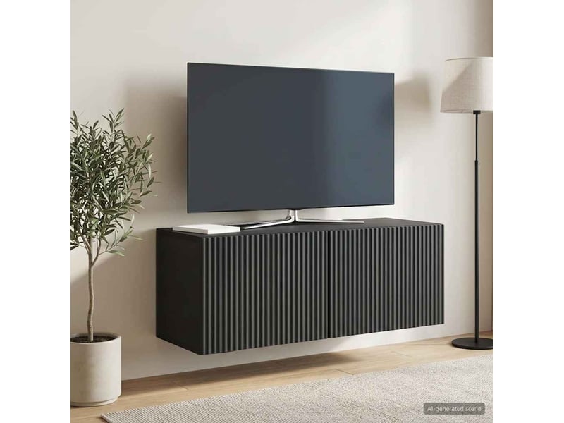  Meuble tv - banc tv - meuble de rangement mural 78,5 x 31 x 30 cm noir bois d'ingénierie  - Conforama D