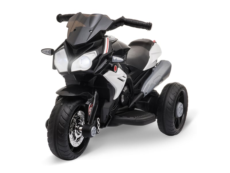  Moto électrique pour enfants de 3 à 5 ans (25 kg max.) avec lumières, musique, batterie 6 v et vitesse de 3 kmh, dimensions : 86 x 42 x 52 cm, noire  - Conforama B