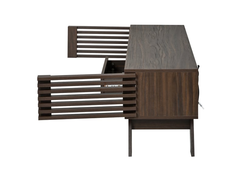 Meuble tv 2 portes 1 tiroir 150x35x44 cm en mdf coloris noyer - Conforama D