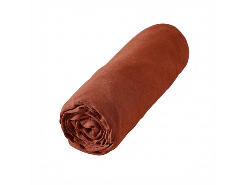  Drap housse 90x190+30 cm lin rosalie paprika PD24891 - Conforama B