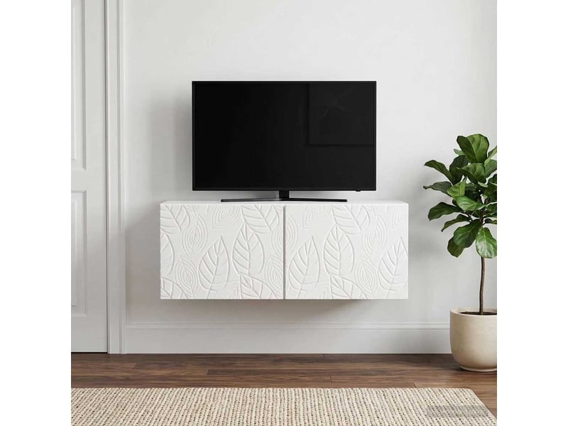  Meuble tv - banc tv - meuble de rangement mural 78,5 x 41 x 30 cm blanc brillant  - Conforama B