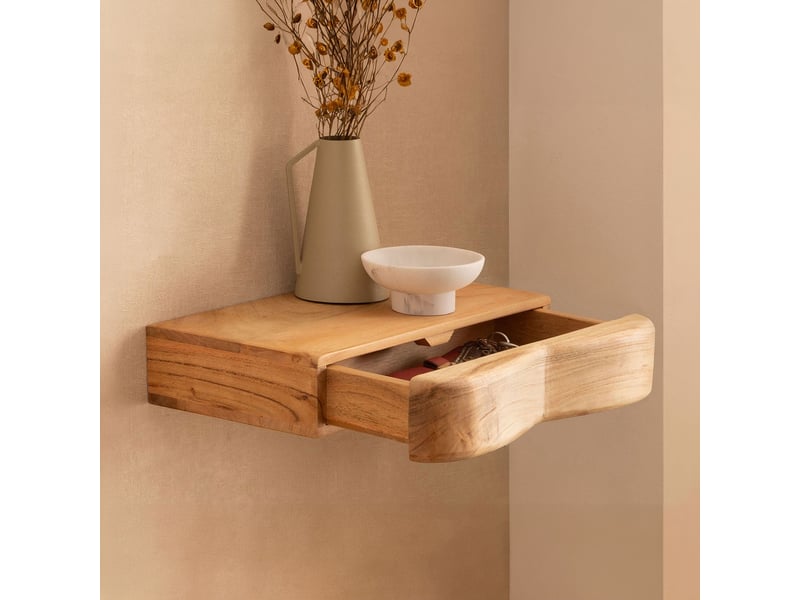  Chevet organique suspendu 1 tiroir 40 cm en acacia laqué - grika  - Conforama C