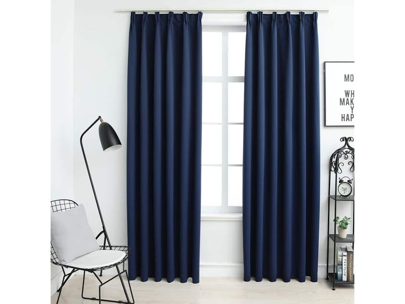  Lot de 2 rideaux occultants, rideaux black-out avec crochets bleu 140x245 cm cf44874  - Conforama B
