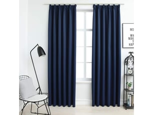 Lot de 2 rideaux occultants, rideaux black-out avec crochets bleu 140x245 cm cf44874