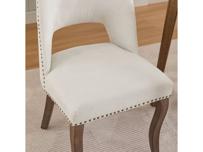  Lot de 2 chaises de salle à manger en tissu chenille beige W3223P404479 - Conforama D