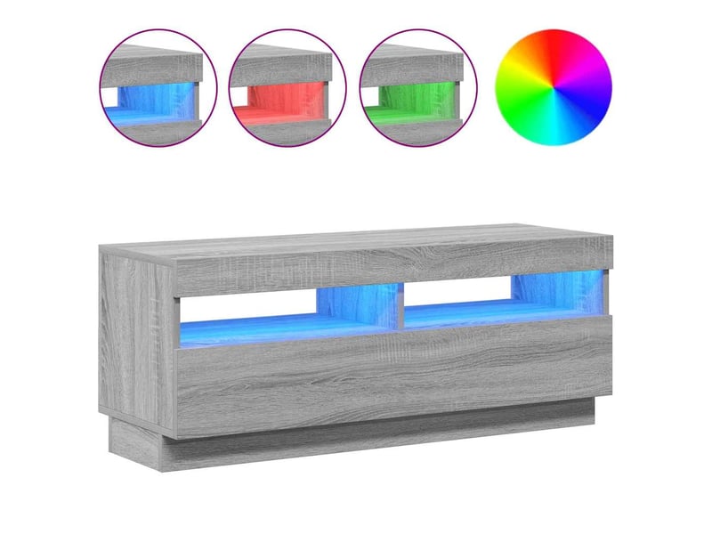 Meuble tv - banc tv - meuble de rangement avec lumières led sonoma gris 100x35x40 cm - Conforama E