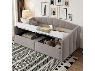 Lit banquette coffre 90x200 gris clair cravdom