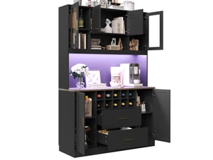 Buffet 6 porte(s)  2 tiroir(s) MEUBLIV  - 120 cm coloris noir 