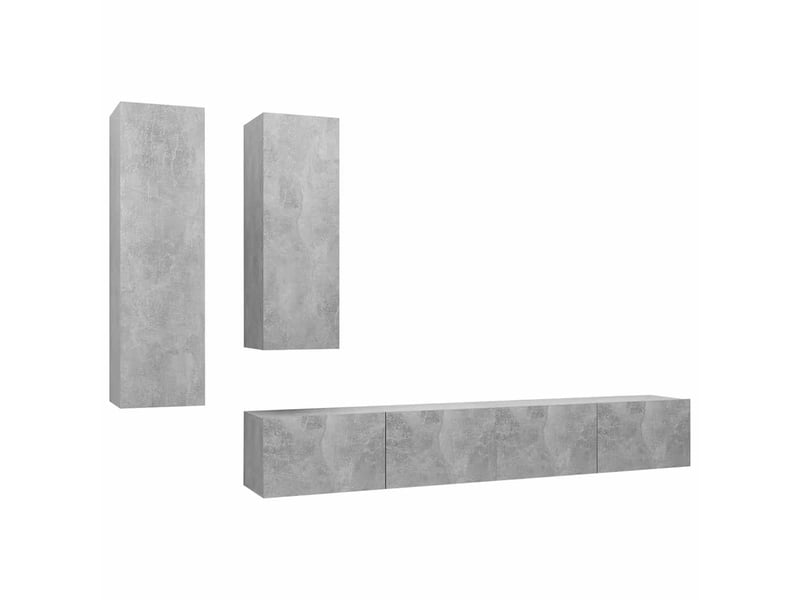  Ensemble de meuble tv - banc tv - meuble de rangement 4 pcs gris béton bois d'ingénierie  - Conforama A