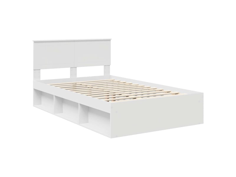  Lit double- lit adulte -  cadre de lit avec tête de lit blanc 120 x 190 cm pin massif  - Conforama C