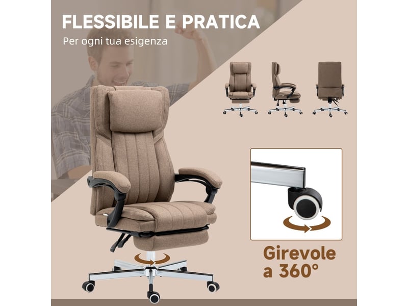  Chaise de bureau tores massante repose pieds télécommande marron  - Conforama C