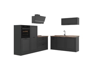 Vicco cuisine, anthracite campagneanthracite, 220cm plan de travail chêne doré