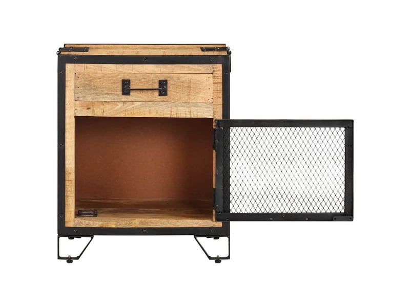  Table de chevet - cabinet de chevet - table de nuit 43x30x51 cm bois de manguier massif brut  - Conforama C