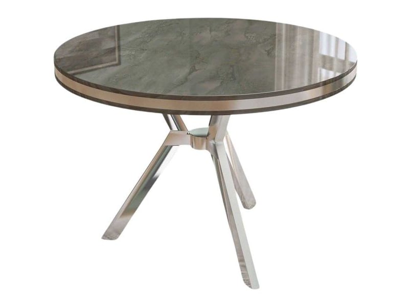  Table de repas ronde pieds métal mos anthracite et chrome  - Conforama A