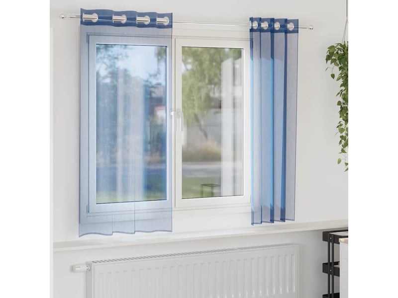  Lot de 2 rideaux en voile, voilages avec œillets bleu royal cf44347  - Conforama B