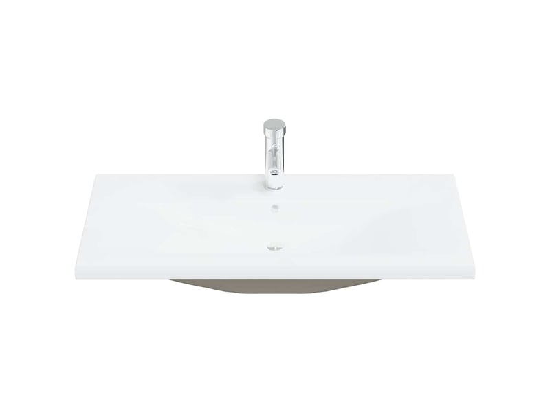  Lavabo encastré, vasque à poser avec robinet 91x39x18 cm céramique blanc cf65672  - Conforama C