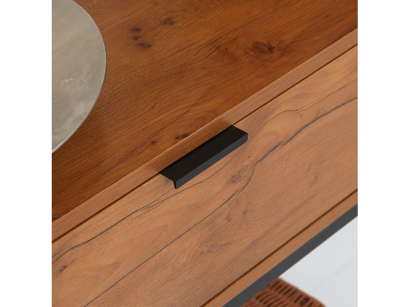  Table console 80x30x76 cm avec tiroir panneau de particules et métal bois naturel  - Conforama D