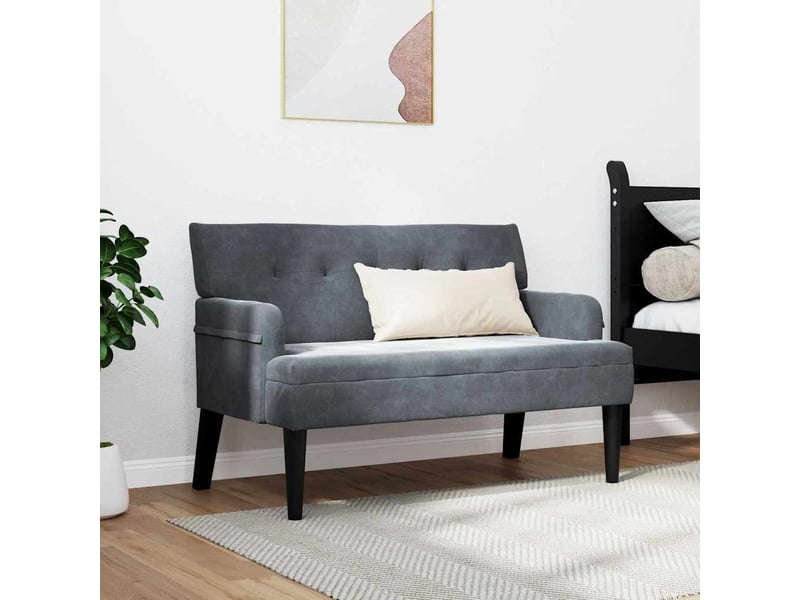  Banc chambre, banc de lit chesterfield gris foncé 112x65,5x75 cm velours  - Conforama C
