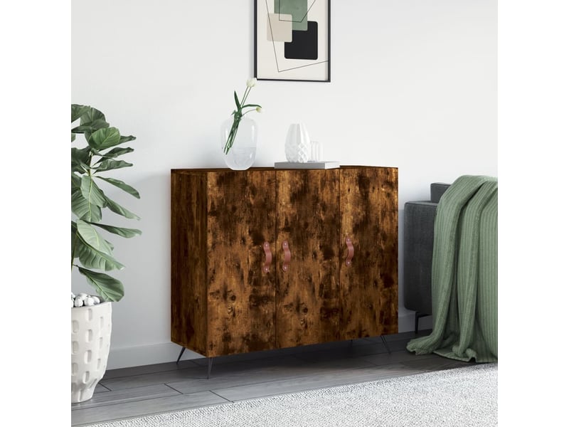  Buffet - bahut - meuble de rangement chêne fumé 90x34x80 cm bois d'ingénierie  - Conforama B