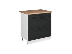 Vicco meuble cuisine, anthracite campagneblanc, 80cm avec 3 tiroirs plan de travail chêne doré