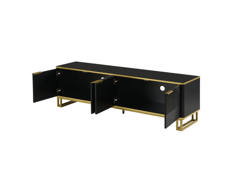  Meuble tv bas 160 x 37,5 x 48 cm – 4 portes – design géométrique moderne et rangement pratique  - Conforama D