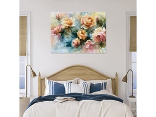 Tableau décoration murale impression sur toile fleurs roses coloré - 90x60 cm - tableau décoration murale chambre et salon