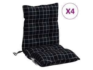Lot de 4 coussins d'extérieur, coussins de chaise motif à carreaux noirs 100 x 50 x 7 cm cf56415