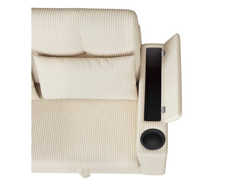  Canapé droit ,2 places,avec rangements cachés, surpiqûres boutons sur le dossier,136.5x79.5x83.6cm,beige  - Conforama E