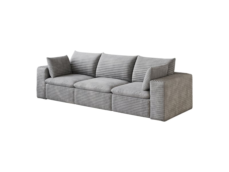  Canapé modulable 3 places en velours côtelé gris 260 cm W3428S00014 - Conforama B