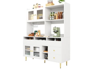 Buffet 4 porte(s)  5 tiroir(s) MEUBLIV  - 145 cm coloris blanc 