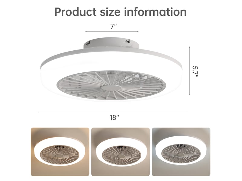 Brasseur d'air de plafond 46 cm – blanc – éclairage led dimmable, télécommande et mode étéhiver - Conforama C