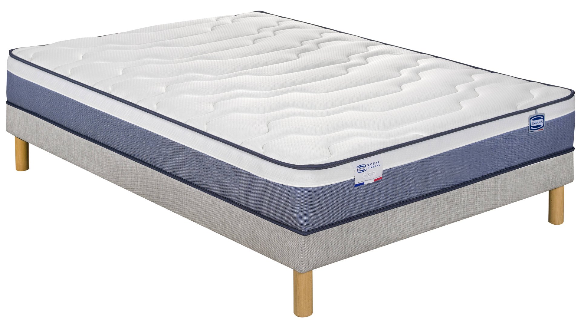 SIMMONS Matelas + sommier Ressorts + mémoire de SIMMONS OSMOSE DUO blanc 15 Conforama