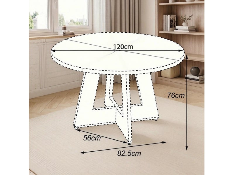  Table à manger ronde 120x76 cm industriel mdf métal bois noir  - Conforama E