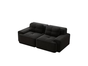 Canapé modulable 2 places, avec couchage d'appoint, en velours côtelé, coloris noir, l204 x p104 x h69 cm, pour salon
