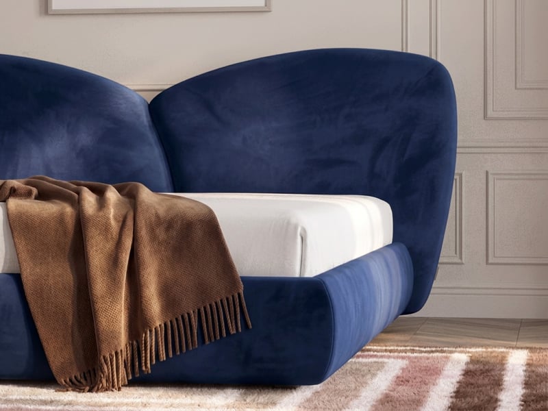 Bobochic lit bas danae tissu velours lisse bleu 160x200 DANAE - Conforama D