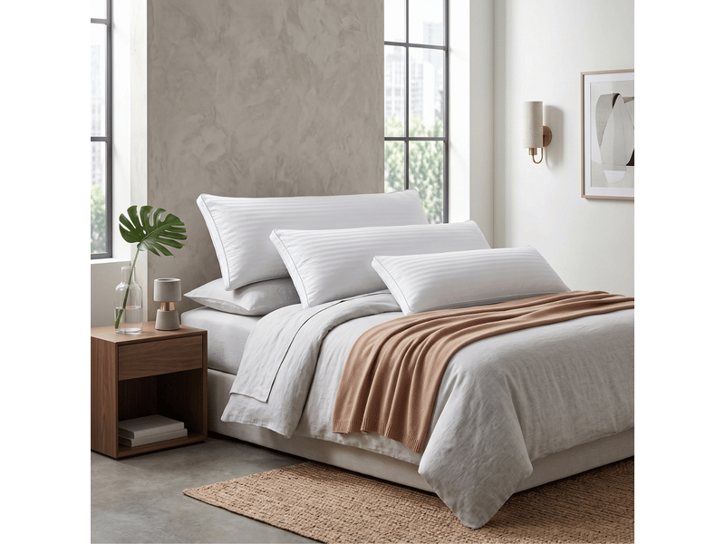  Traversin hôtel microfibre - 90 x 35 cm - tissu jacquard déhoussable - collection hôtellerie C06-TRM03 90/40 - Conforama B