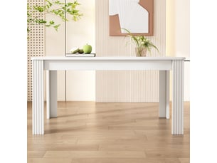 Table à manger rectangulaire imitation chêne pieds robustes design contemporain