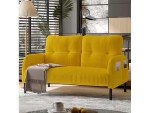 Canapé droit fixe OKWISH 2 places Tissu jaune