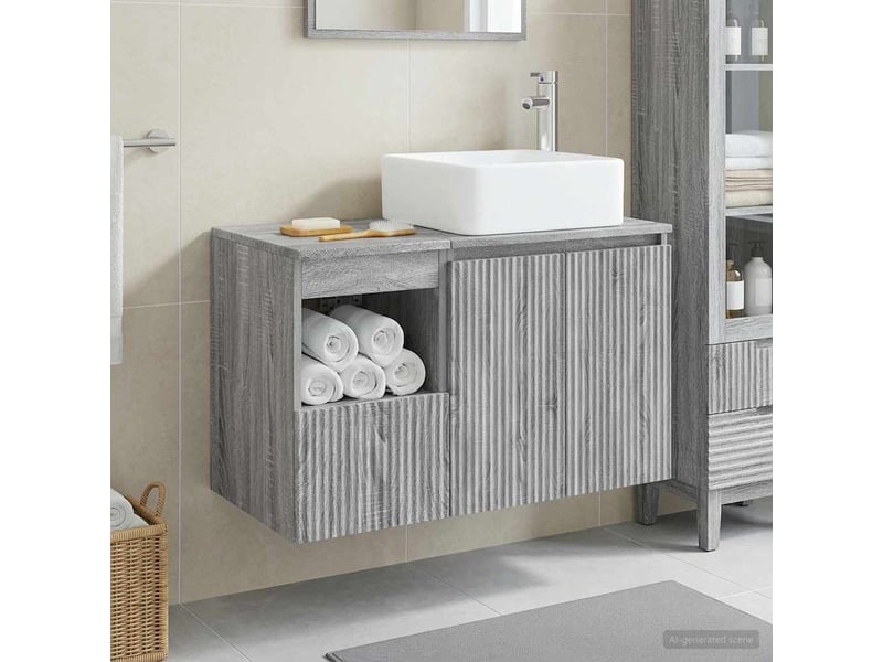 Ensemble de mobilier de salle de bain 2 pc sonoma gris cf64196 - Conforama B
